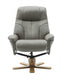 Teknik Denver Recliner Grey Leather Look with Swivel Recline Function Stylish Natural Wood Five Star Base and Matching Footstool - image 2