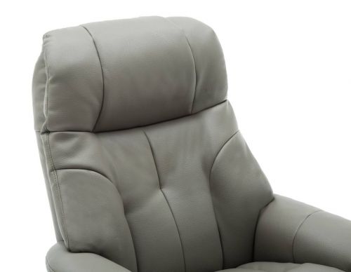 Teknik Denver Recliner Grey Leather Look with Swivel Recline Function Stylish Natural Wood Five Star Base and Matching Footstool - image 5