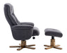 Teknik Denver Recliner Greystone Fabric with Swivel Recline Function Stylish Natural Wood Five Star Base and Matching Footstool - image 6