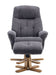 Teknik Denver Recliner Greystone Fabric with Swivel Recline Function Stylish Natural Wood Five Star Base and Matching Footstool - image 8