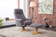 Teknik Denver Recliner Greystone Fabric with Swivel Recline Function Stylish Natural Wood Five Star Base and Matching Footstool - image 2