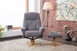 Teknik Denver Recliner Greystone Fabric with Swivel Recline Function Stylish Natural Wood Five Star Base and Matching Footstool - image 3