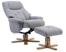 Teknik Denver Recliner Light Grey Fabric with Swivel Recline Function Stylish Natural Wood Five Star Base and Matching Footstool - image 5