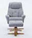 Teknik Denver Recliner Light Grey Fabric with Swivel Recline Function Stylish Natural Wood Five Star Base and Matching Footstool - image 4