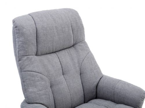 Teknik Denver Recliner Light Grey Fabric with Swivel Recline Function Stylish Natural Wood Five Star Base and Matching Footstool - image 7