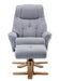 Teknik Denver Recliner Light Grey Fabric with Swivel Recline Function Stylish Natural Wood Five Star Base and Matching Footstool - image 8