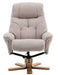 Teknik Denver Recliner Oatmeal Fabric with Swivel Recline Function Stylish Natural Wood Five Star Base and Matching Footstool - image 5