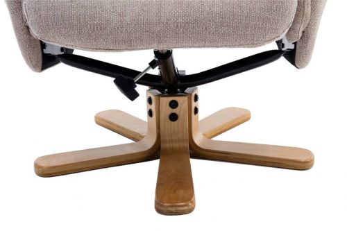 Teknik Denver Recliner Oatmeal Fabric with Swivel Recline Function Stylish Natural Wood Five Star Base and Matching Footstool - image 8