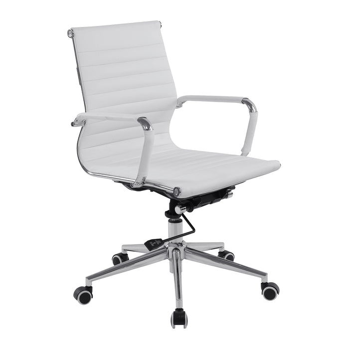 Contemporary Medium Back Bonded Leather Executive Armchair with Chrome Base