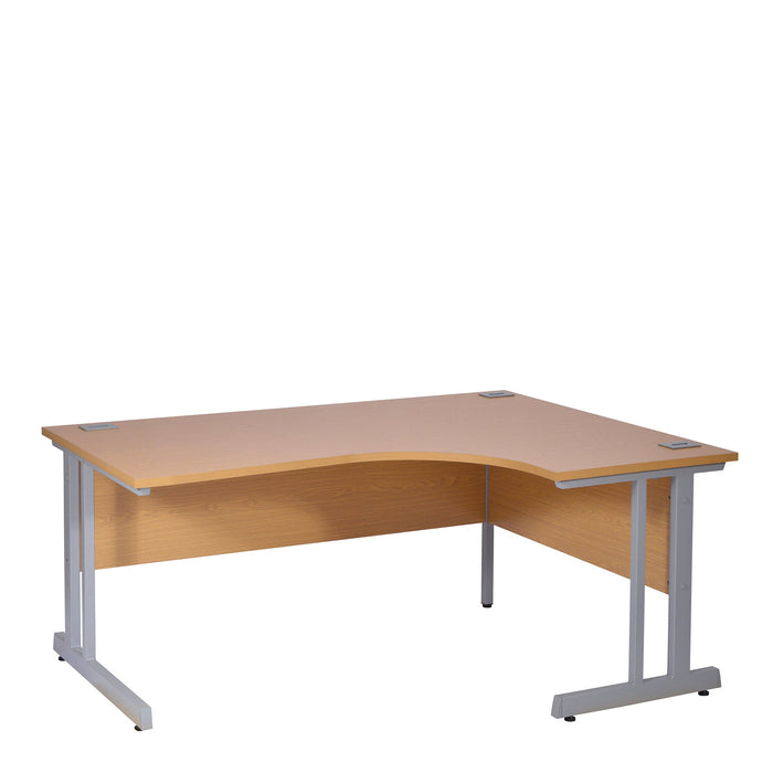 Ergonomic Left Hand Corner Desk - 1600mm Wide, 800-1200mm Deep with Cable Management & Modesty Panels