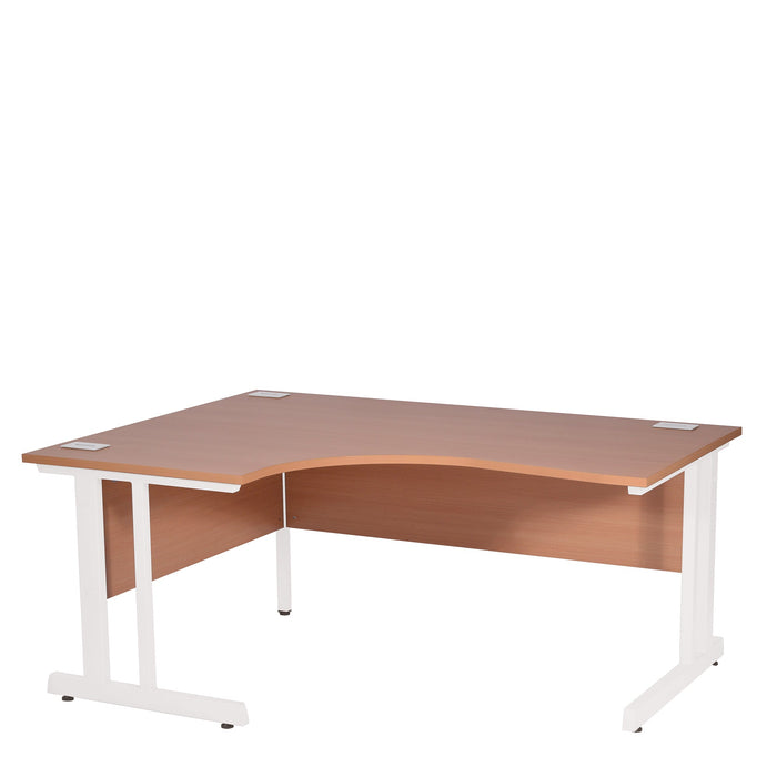 Ergonomic Left Hand Corner Desk - 1600mm Wide, 800-1200mm Deep with Cable Management & Modesty Panels