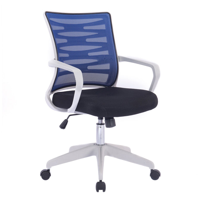 Designer Mesh Armchair with White Frame and Detailed Back Panelling