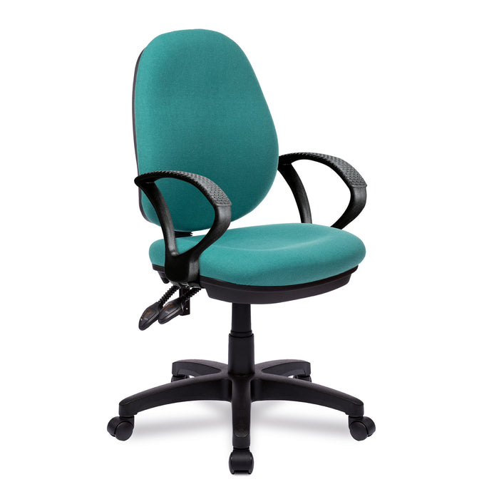 Medium Back Synchronous Operator Chair - Triple Lever with Fixed Arms