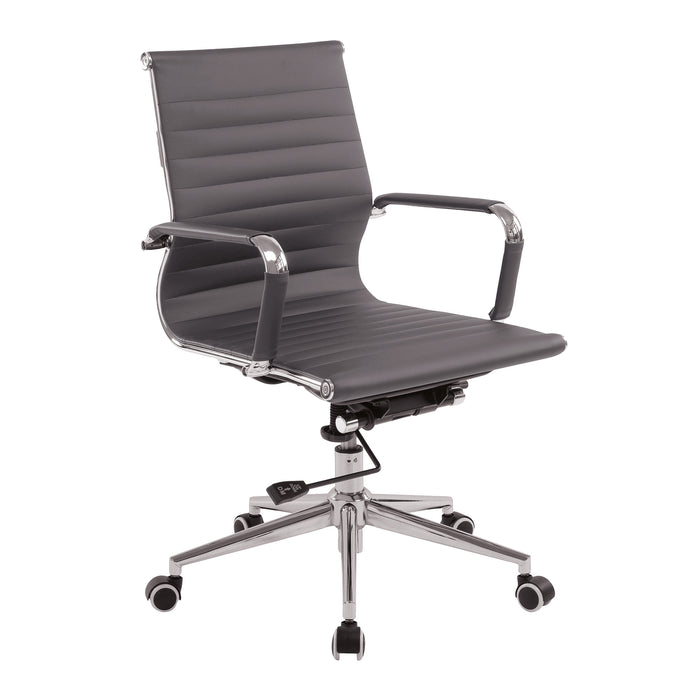 Contemporary Medium Back Bonded Leather Executive Armchair with Chrome Base