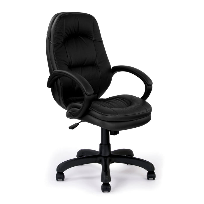 Stylish High Back Leather Effect Executive Armchair - Black