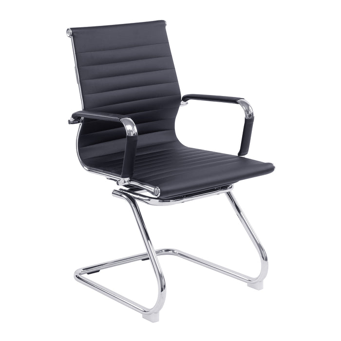 Contemporary Medium Back Bonded Leather visitor Chair with Chrome Frame