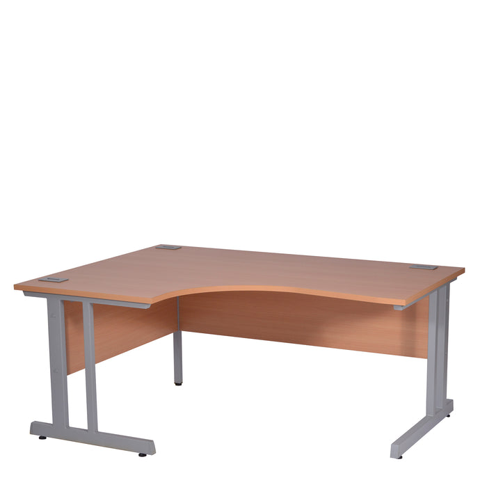 Ergonomic Left Hand Corner Desk - 1600mm Wide, 800-1200mm Deep with Cable Management & Modesty Panels