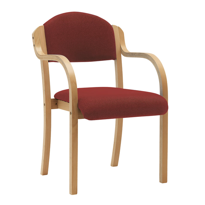 Beech Framed Stackable Side Armchair with Upholstered and Padded Seat and Backrest