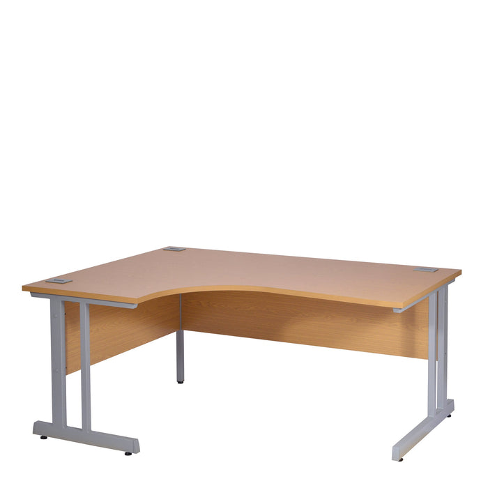 Ergonomic Left Hand Corner Desk - 1600mm Wide, 800-1200mm Deep with Cable Management & Modesty Panels