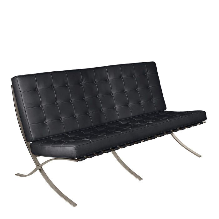 Contemporary Oversized Leather Faced Reception Chair with Classic Button Design - Black