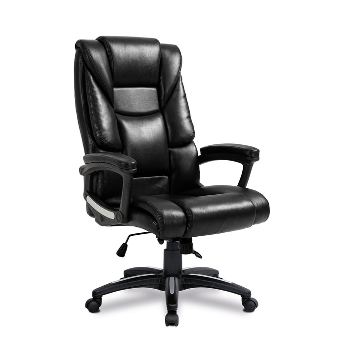 Oversized High Back Leather Effect Executive Chair with Integral Headrest