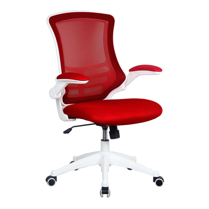 Mesh Shell Chair Designer High Back Mesh Chair with White Shell and Folding Arms | UK ...