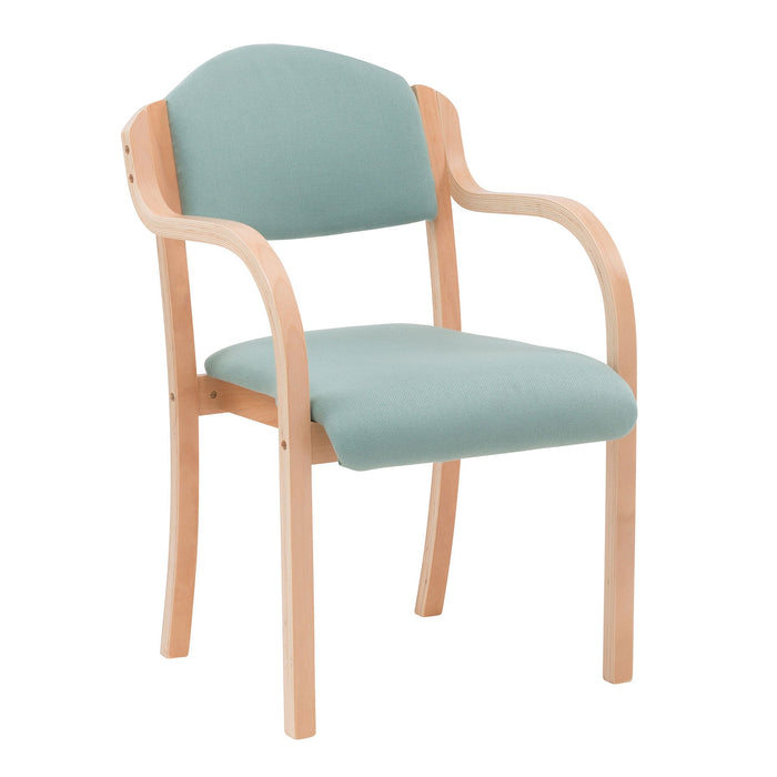 Beech Framed Stackable Side Armchair with Upholstered and Padded Seat and Backrest