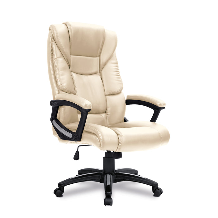 Oversized High Back Leather Effect Executive Chair with Integral Headrest