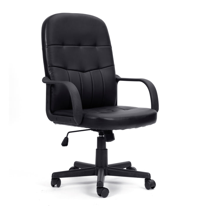 High Back Bonded Leather Manager Chair with Integrated Lumbar Support - Black