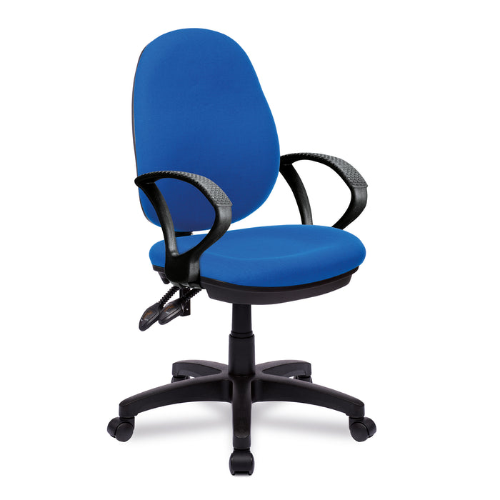 Medium Back Synchronous Operator Chair - Triple Lever with Fixed Arms