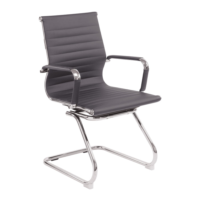 Contemporary Medium Back Bonded Leather visitor Chair with Chrome Frame