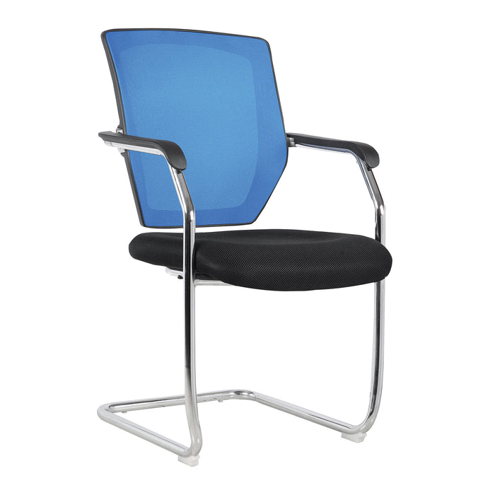Medium Back Two Tone Designer Mesh Visitor Chair with Sculptured Lumbar, Spine Support and Integrated Armrests