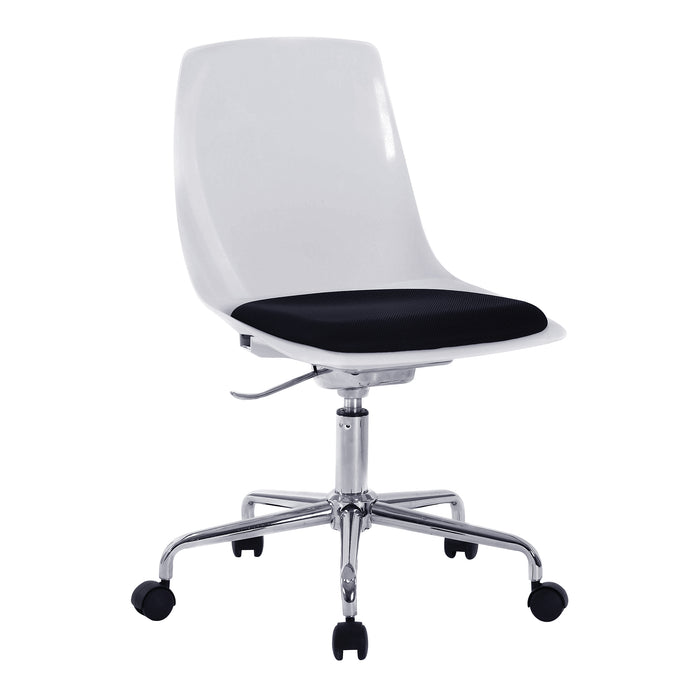 Designer Poly Swivel Chair with White Shell and Chrome Base