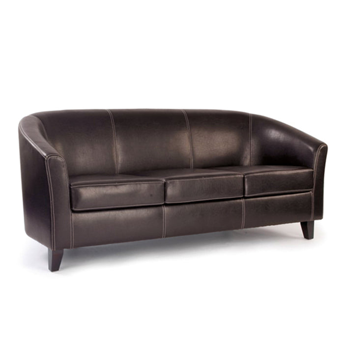 Medium Back Tub Style Armchair Upholstered in a durable Leather Effect Finish - Brown