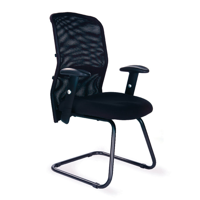 Mesh Back Visitor Armchair with Adjustable Lumbar Support - Black