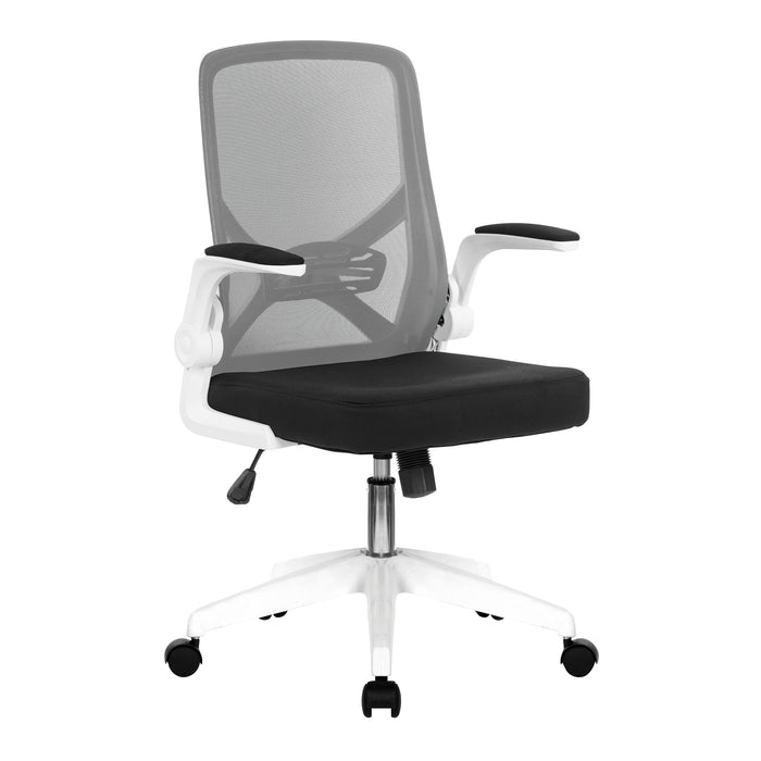 Folding Mesh Chair with Upholstered Folding Arms, White Shell and White Nylon Base