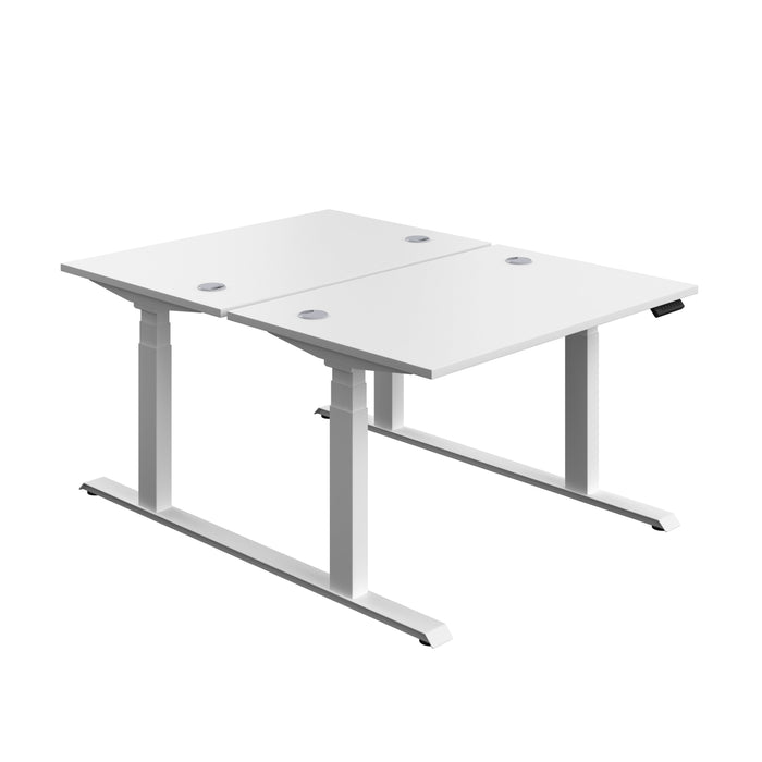 Economy Back To Back Sit Stand Desk (FSC) | 1200 X 800 | White/White