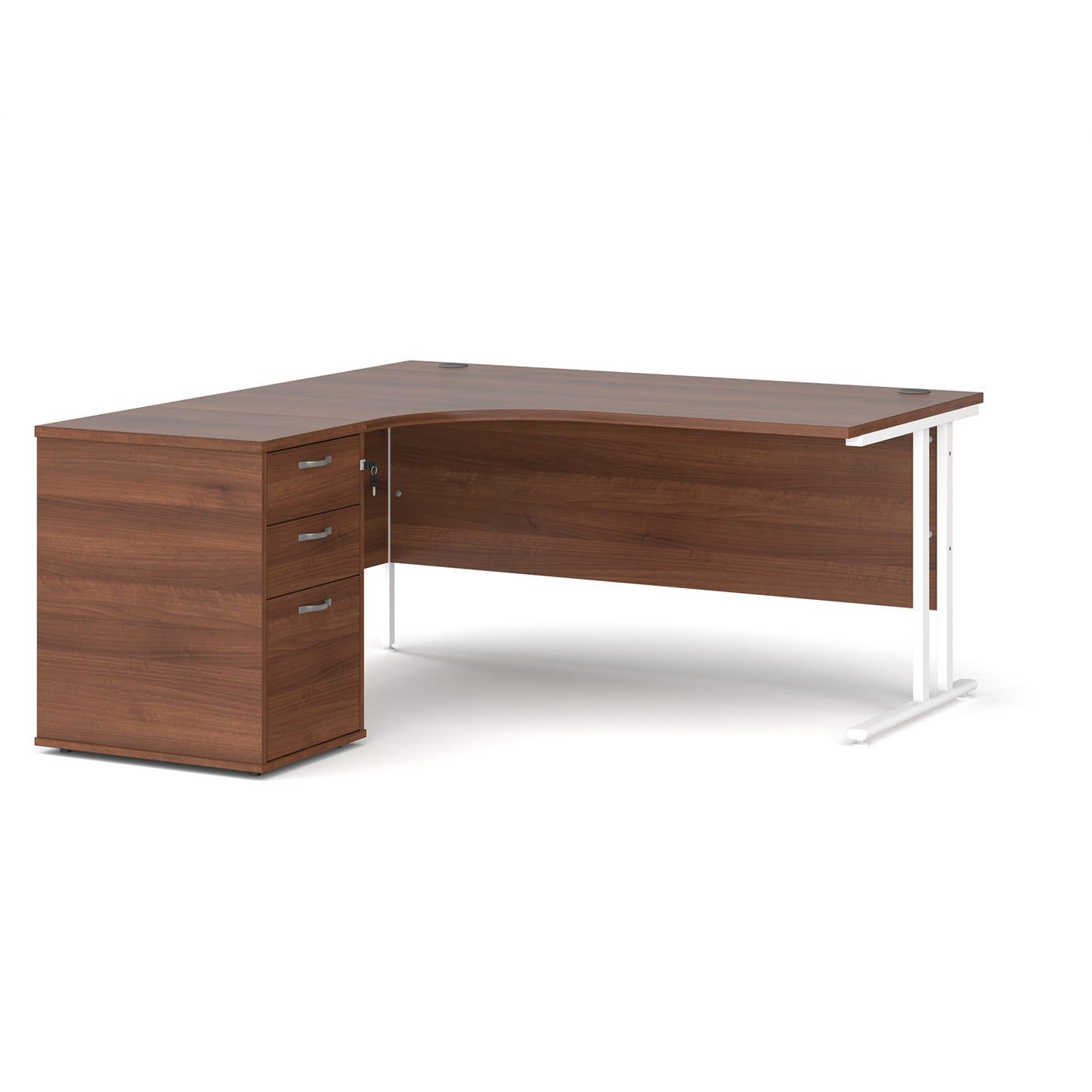 Maestro 25 ergonomic left hand desk with cantilever frame and pedestal ...