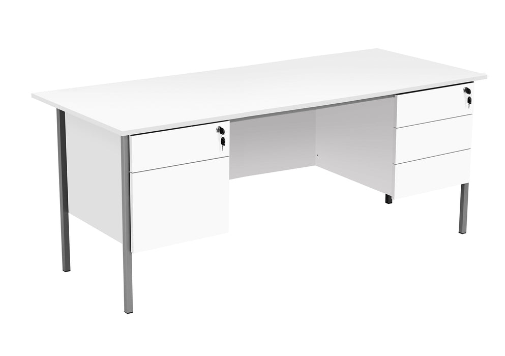 Eco 18 Rectangular Desk With 2 And 3 Drawer Pedestal 1800 X 750 White With Black Frame