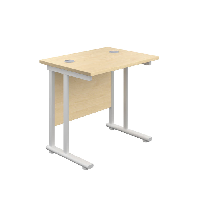 Twin Upright Maple Rectangular Desk 800 X 600 White