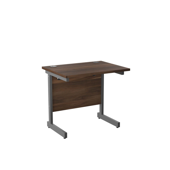 Single Upright Dark Walnut Rectangular Desk 800 X 600 Silver