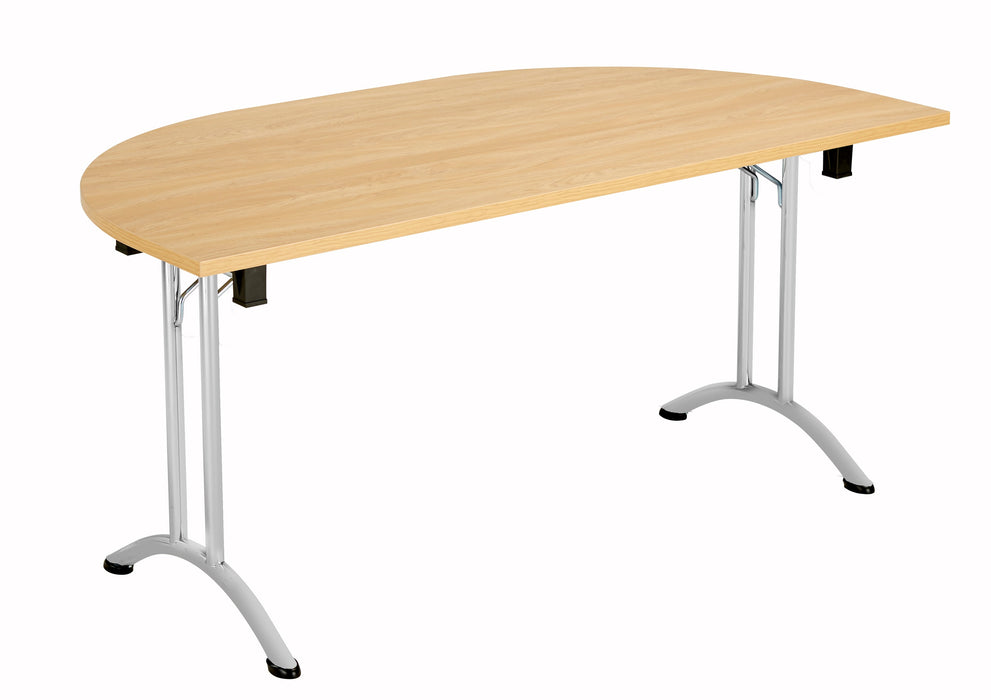 One Union D End Folding Table 1600 X 800 Silver Nova Oak