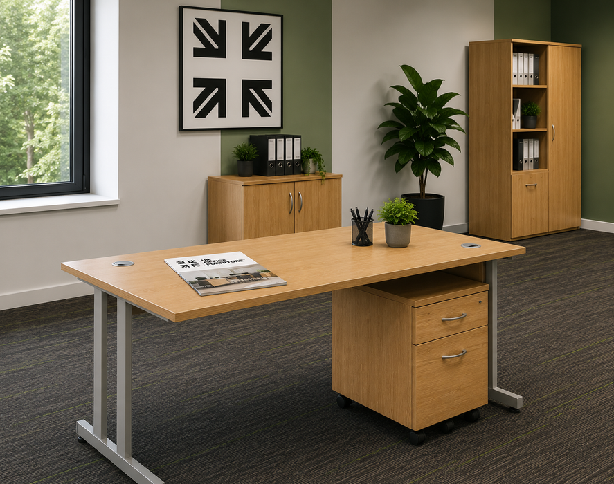 OE - Impulse 1200mm Cantilever Straight Desk With Mobile Pedestal
