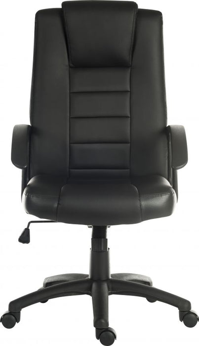Teknik Leader Executive Bonded Leather faced chair in Black with a nylon base and matching armrests - image 7