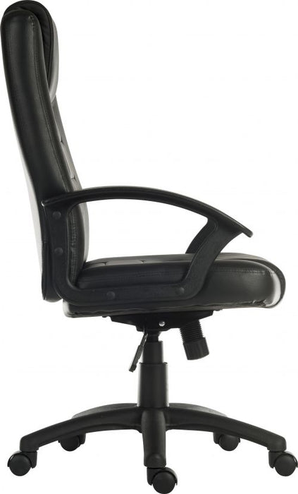Teknik Leader Executive Bonded Leather faced chair in Black with a nylon base and matching armrests - image 2