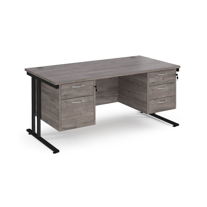 Maestro 25 straight desk with with 2 and 3 drawer pedestals and H-frame leg