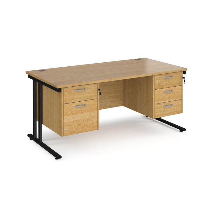 Maestro 25 straight desk with with 2 and 3 drawer pedestals and H-frame leg