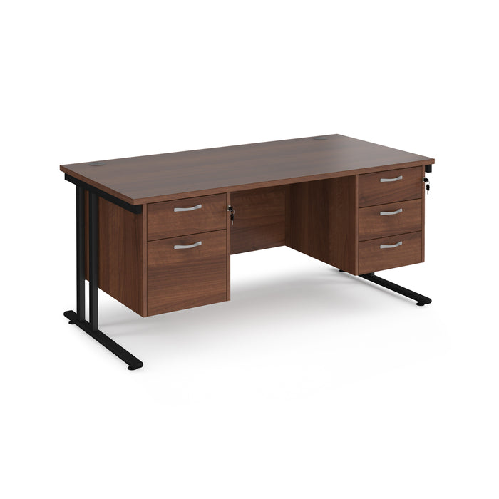 Maestro 25 straight desk with with 2 and 3 drawer pedestals and H-frame leg