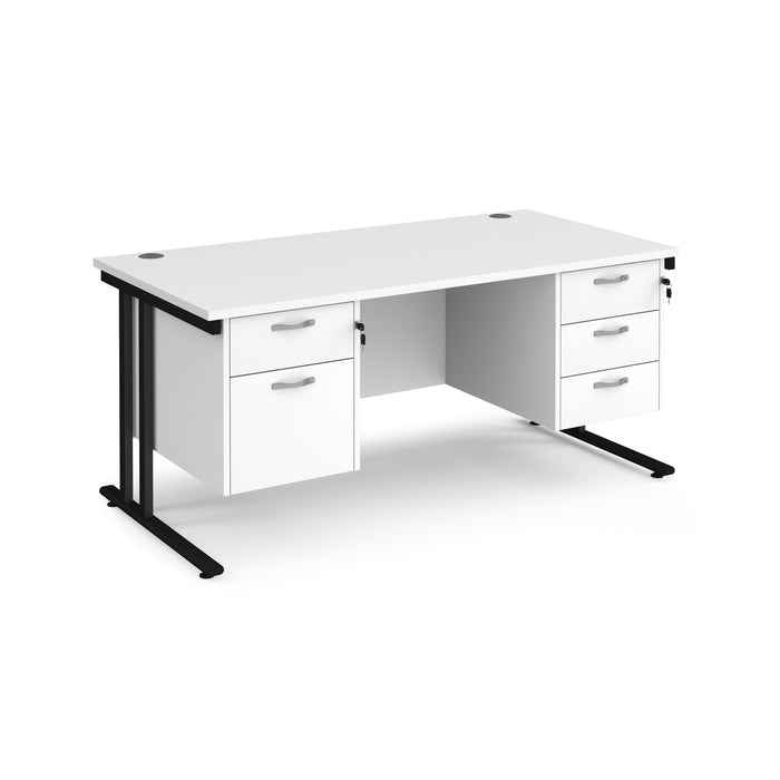 Maestro 25 straight desk with with 2 and 3 drawer pedestals and H-frame leg