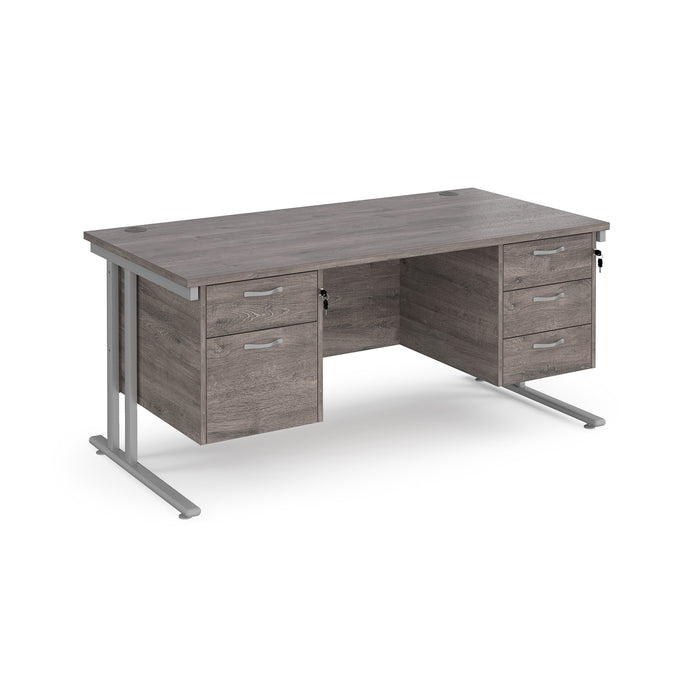 Maestro 25 straight desk with with 2 and 3 drawer pedestals and H-frame leg